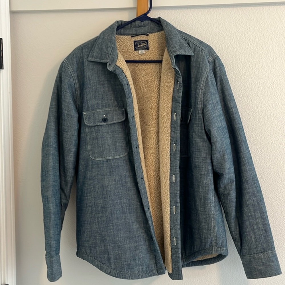 J Crew New York Medium Faux Denim jacket with soft inside
